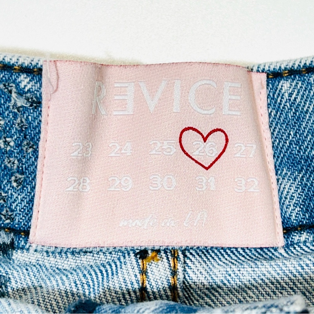 Revice Jean shorts High Rise Mom shorts distressed 100% cotton women size 26 - Picture 3 of 9
